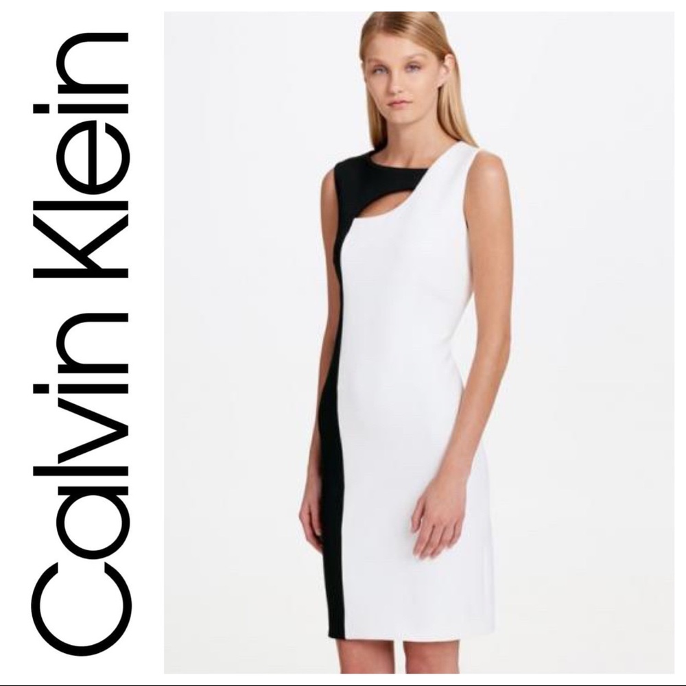 Calvin Klein Color-block Cut-Out Sheath Dress